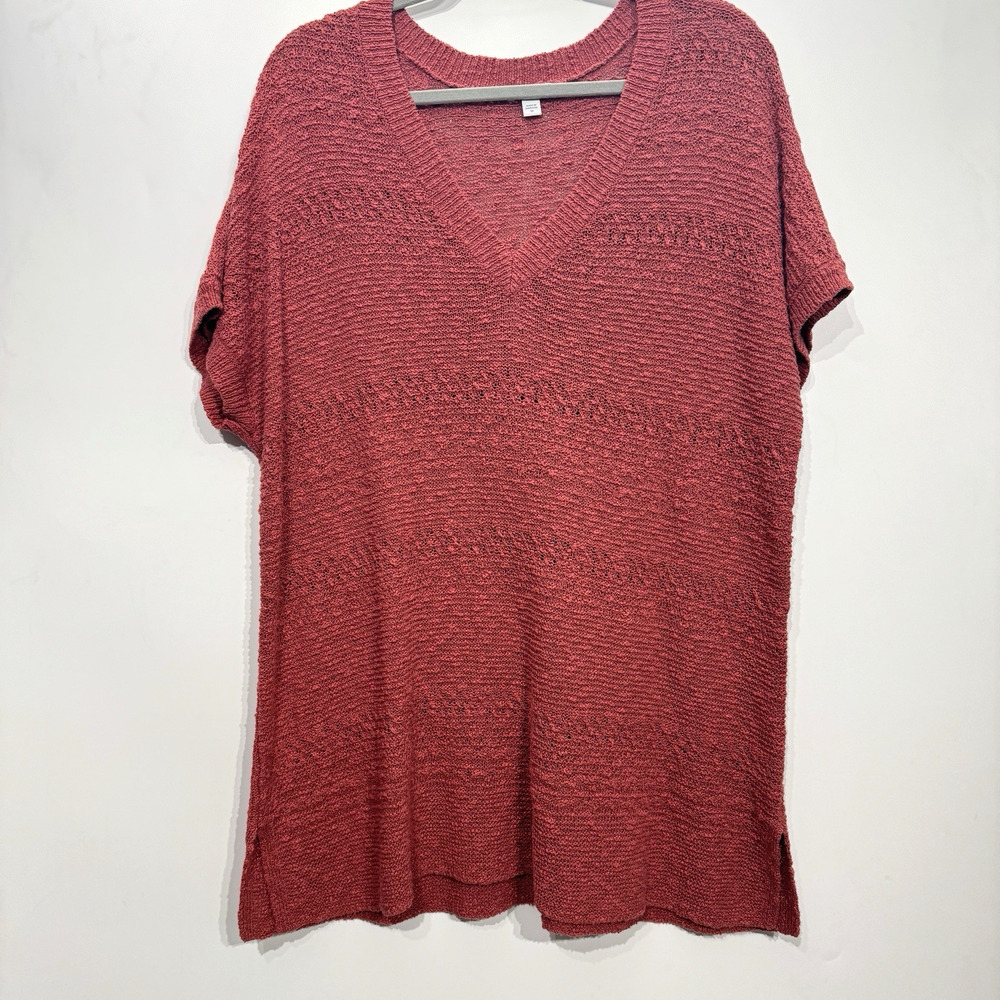 J. Jill Cotton Blend Textured Tunic Sweater Sz 2X Rose Pink Beachy Coastal Boho